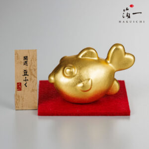【開運グッズ】【店内P5倍＆クーポン発行中 7/19 20:00-7/26 1:59迄】開運 豆ふく｜金沢金箔の箔一（はくいち） 縁起物 置物 ふぐ 風水 玄関 開運グッズ 運気アップ 金 インテリア 陶器 おしゃれ 九谷焼 棚築祝い ギフト プレゼント 金箔 きらきら オブジェ｜価格7,700円・送料のご案内