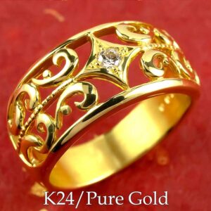 【開運祈願】
純金 24金 リング 指輪 k24 幅広 透かし 金 ダイヤモンド 一粒 ダイヤ 開運グッズ お守り ラッキーアイテム メンズ レディース 男性 女性 大きいサイズ対応 ピンキーリング サムリング ミディリング 笑顔になるジュエリー お守り 人気 おしゃれ 大人 普段使い|価格530,000円・送料のご案内