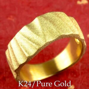 【開運グッズ】純金 24金 リング 指輪 k24 幅広 つや消し仕上げ ダイヤモンドダスト 6-16号 金 開運グッズ お守り ラッキーアイテム メンズ レディース 男性 女性 大きいサイズ対応 金属アレルギー対応｜価格520,000円・送料のご案内